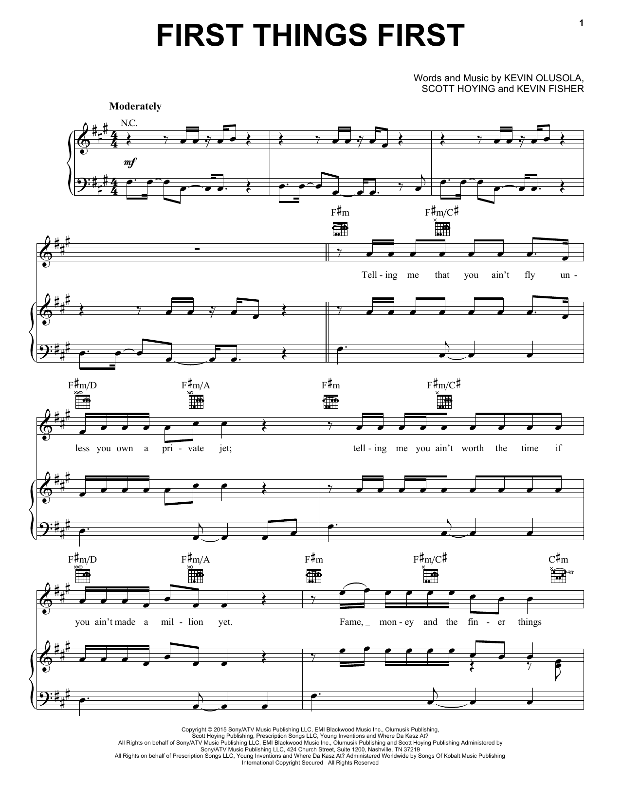 Pentatonix First Things First sheet music notes and chords arranged for Piano, Vocal & Guitar Chords (Right-Hand Melody)