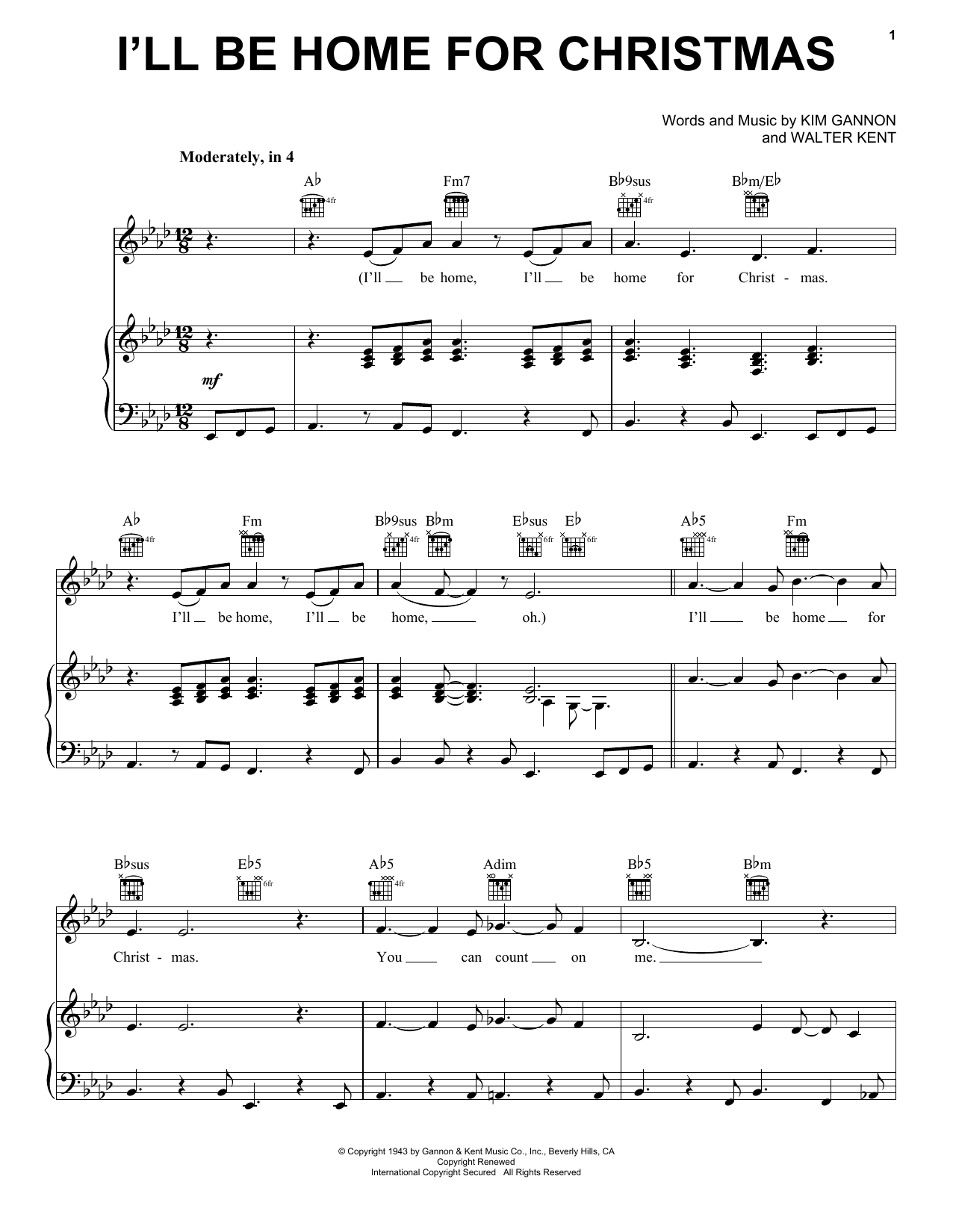 Pentatonix I'll Be Home For Christmas sheet music notes and chords arranged for Piano, Vocal & Guitar Chords (Right-Hand Melody)