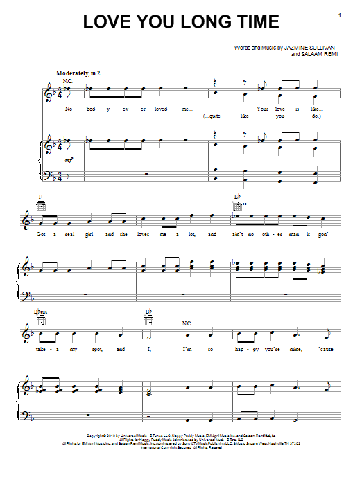 Pentatonix Love You Long Time sheet music notes and chords arranged for Piano, Vocal & Guitar Chords (Right-Hand Melody)