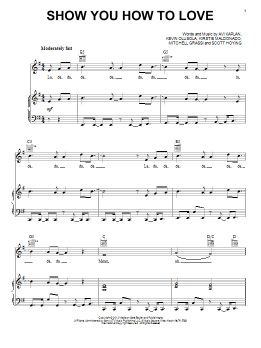 Pentatonix Show You How To Love sheet music notes and chords arranged for Piano, Vocal & Guitar Chords (Right-Hand Melody)