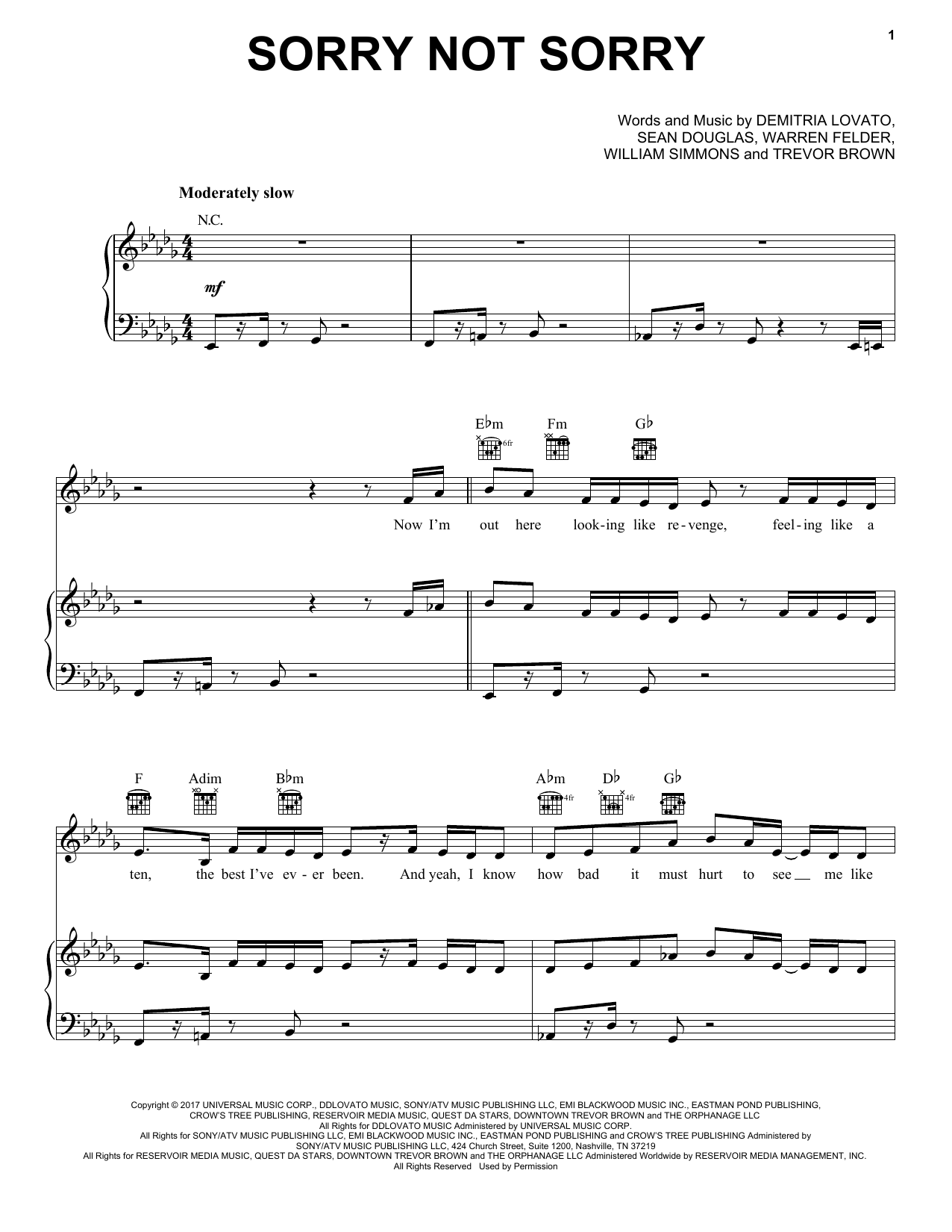 Pentatonix Sorry Not Sorry sheet music notes and chords arranged for Piano, Vocal & Guitar Chords (Right-Hand Melody)