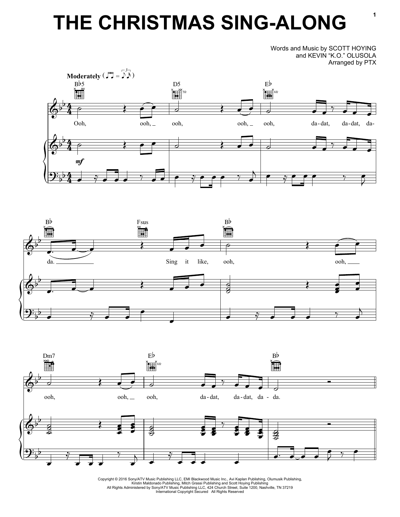 Pentatonix The Christmas Sing-Along sheet music notes and chords arranged for Piano, Vocal & Guitar Chords (Right-Hand Melody)