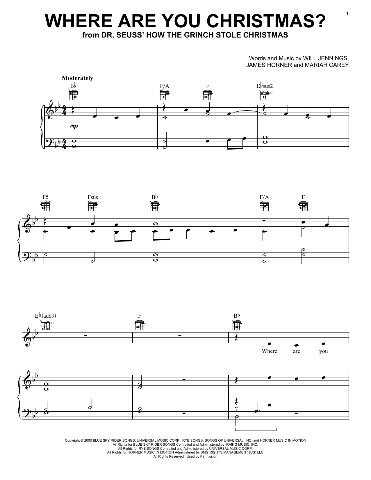 Pentatonix Where Are You Christmas? (from How the Grinch Stole Christmas) sheet music notes and chords arranged for Piano, Vocal & Guitar Chords (Right-Hand Melody)