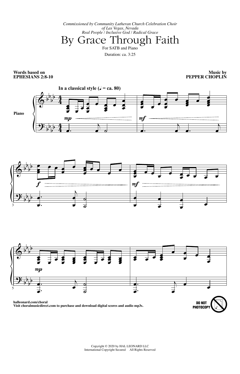 Pepper Choplin By Grace Through Faith sheet music notes and chords arranged for SATB Choir