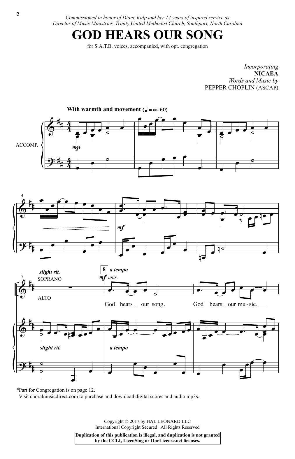 Pepper Choplin God Hears Our Song sheet music notes and chords arranged for SATB Choir
