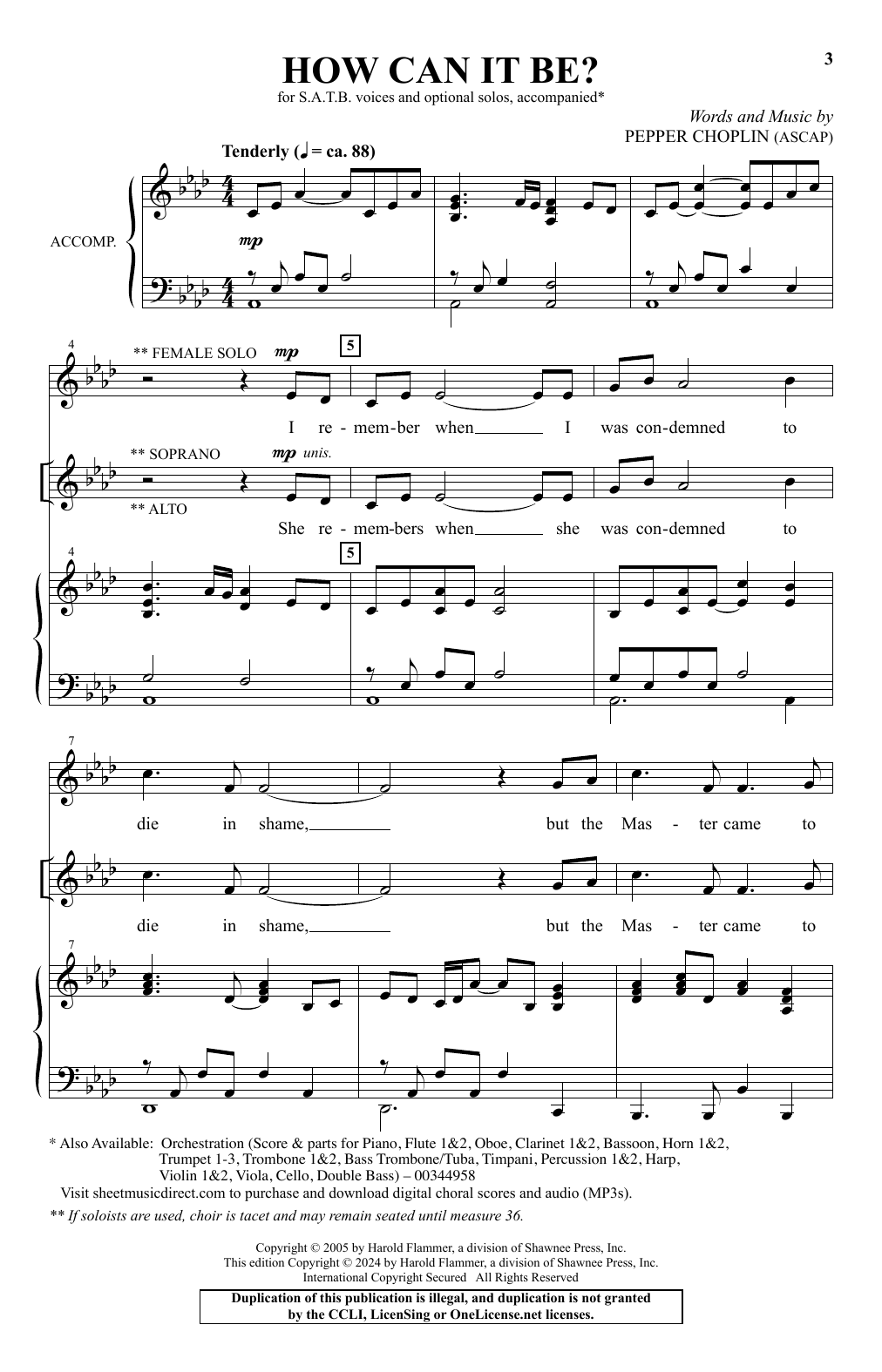 Pepper Choplin How Can It Be? sheet music notes and chords arranged for SATB Choir