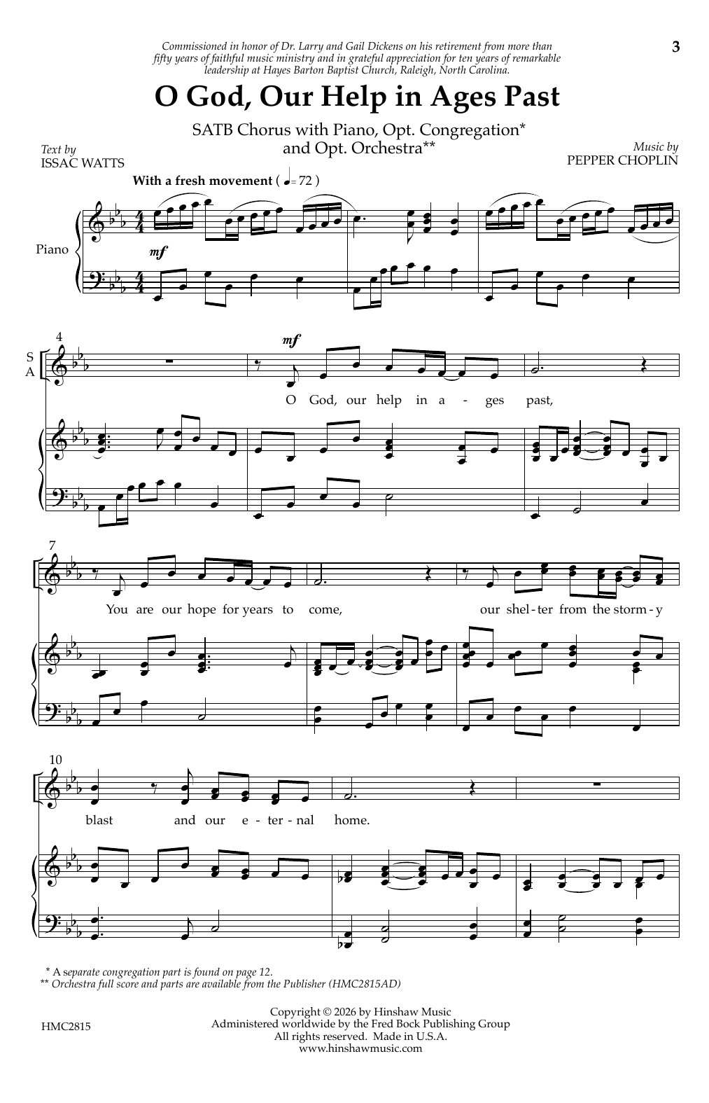 Pepper Choplin O God Our Help in Ages Past sheet music notes and chords arranged for SATB Choir