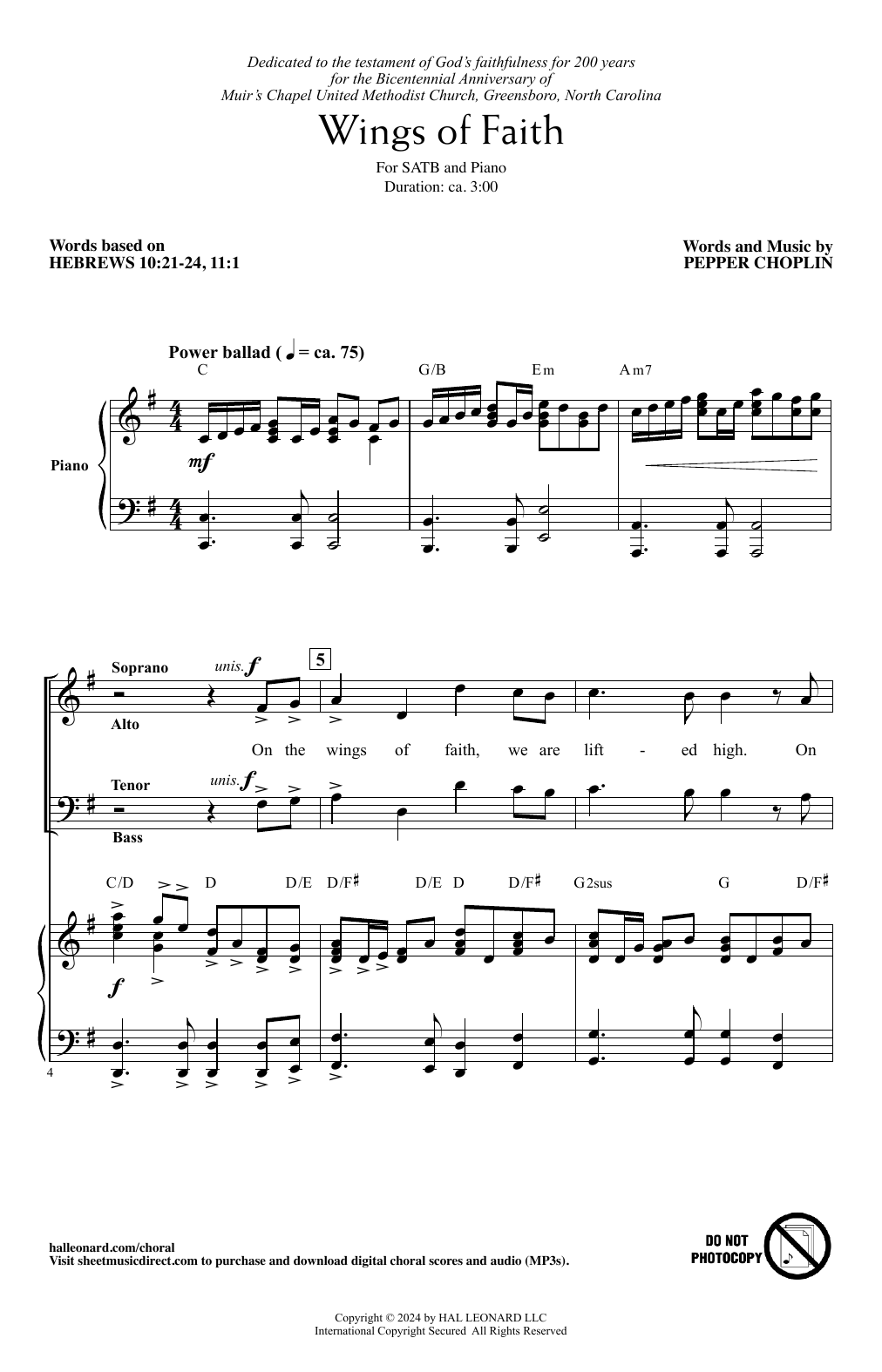 Pepper Choplin Wings Of Faith sheet music notes and chords arranged for SATB Choir