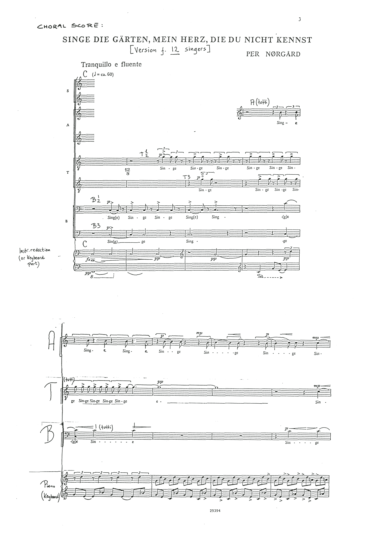 Per Norgard Singe die Gärten, mein Herz, die du nicht kennst (12 Singers) sheet music notes and chords arranged for Choir