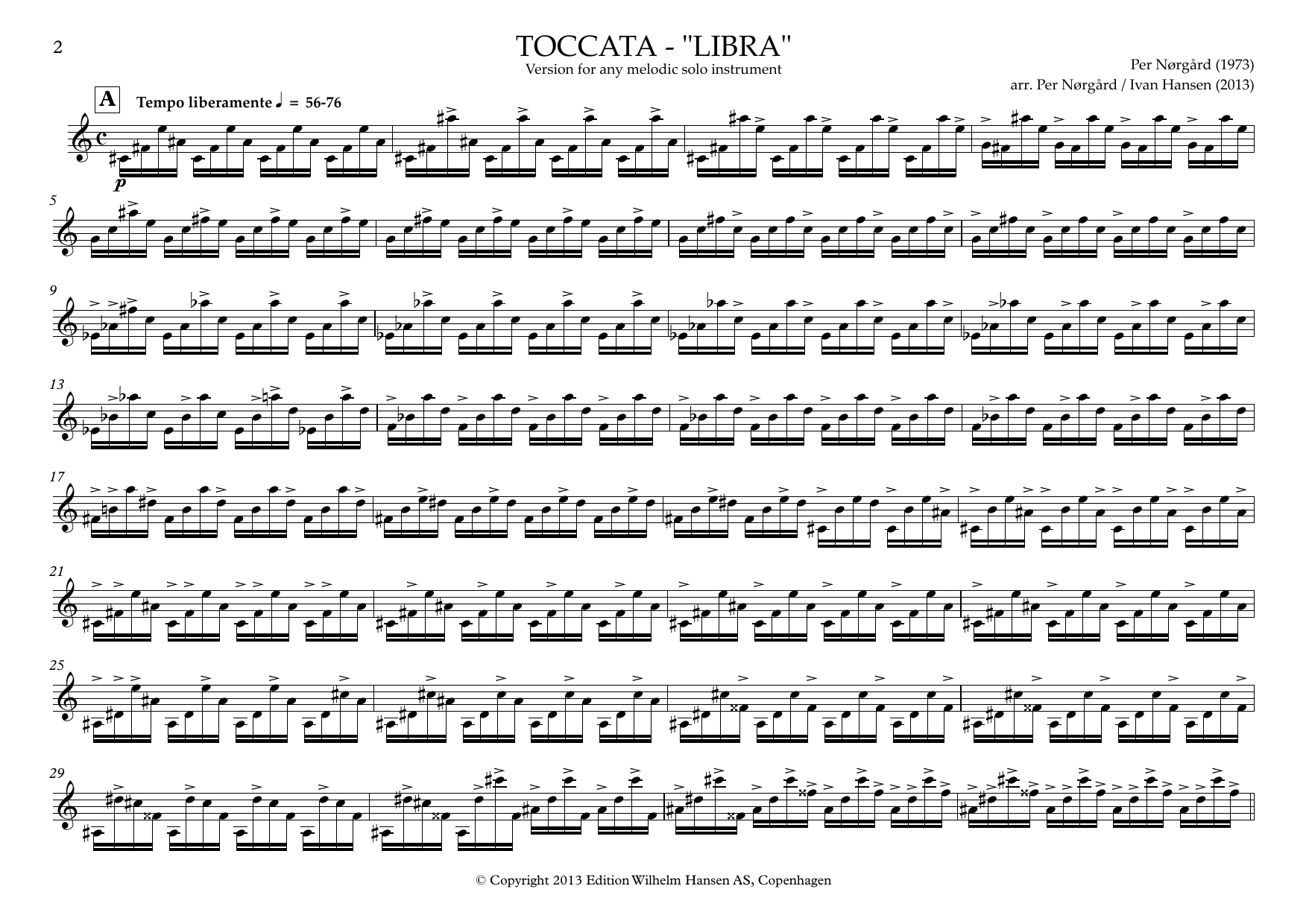 Per Norgard Toccata - Libra sheet music notes and chords arranged for Instrumental Solo