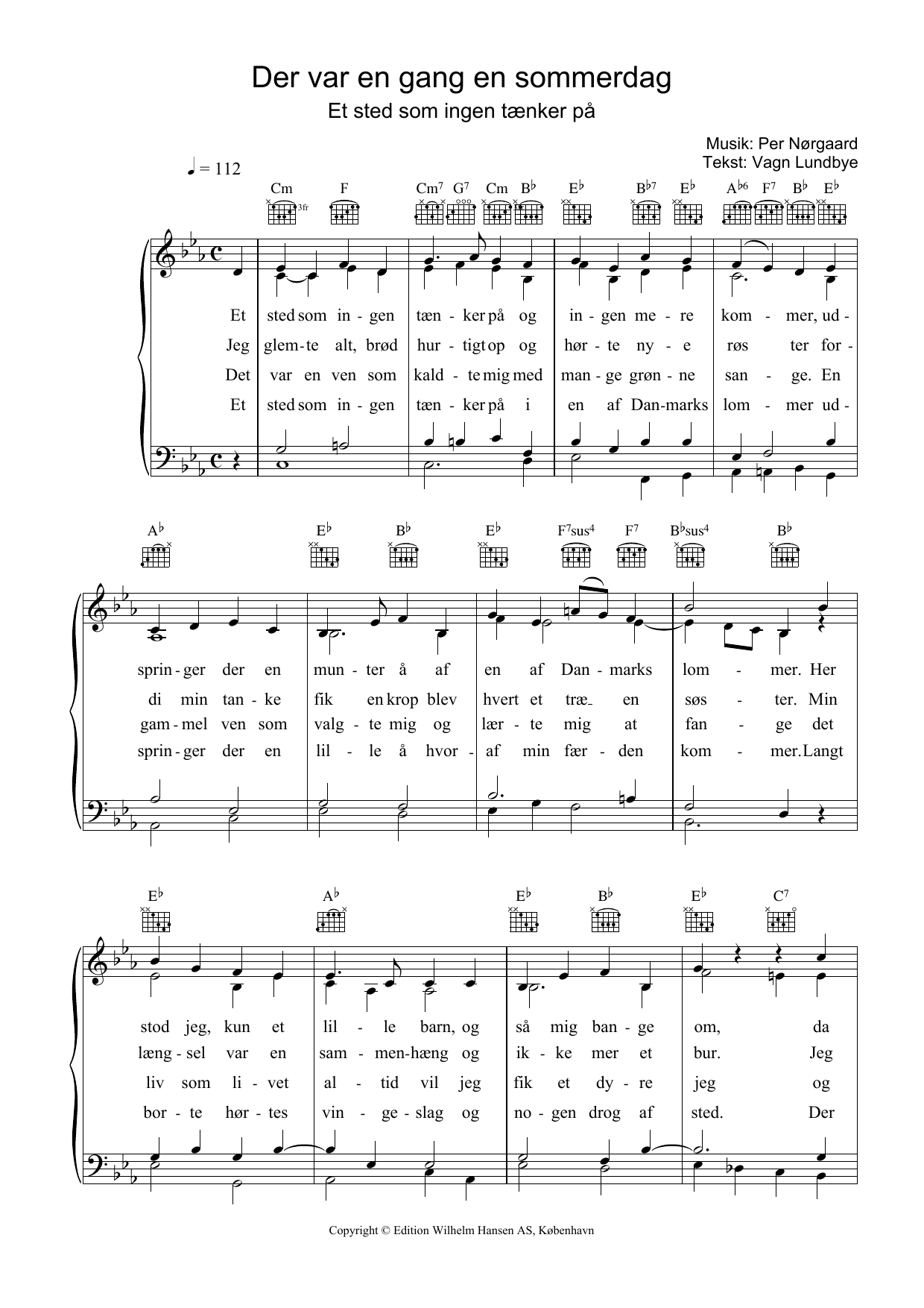 Per Nørgaard Der Var En Gang En Sommerdag sheet music notes and chords. Download Printable PDF.