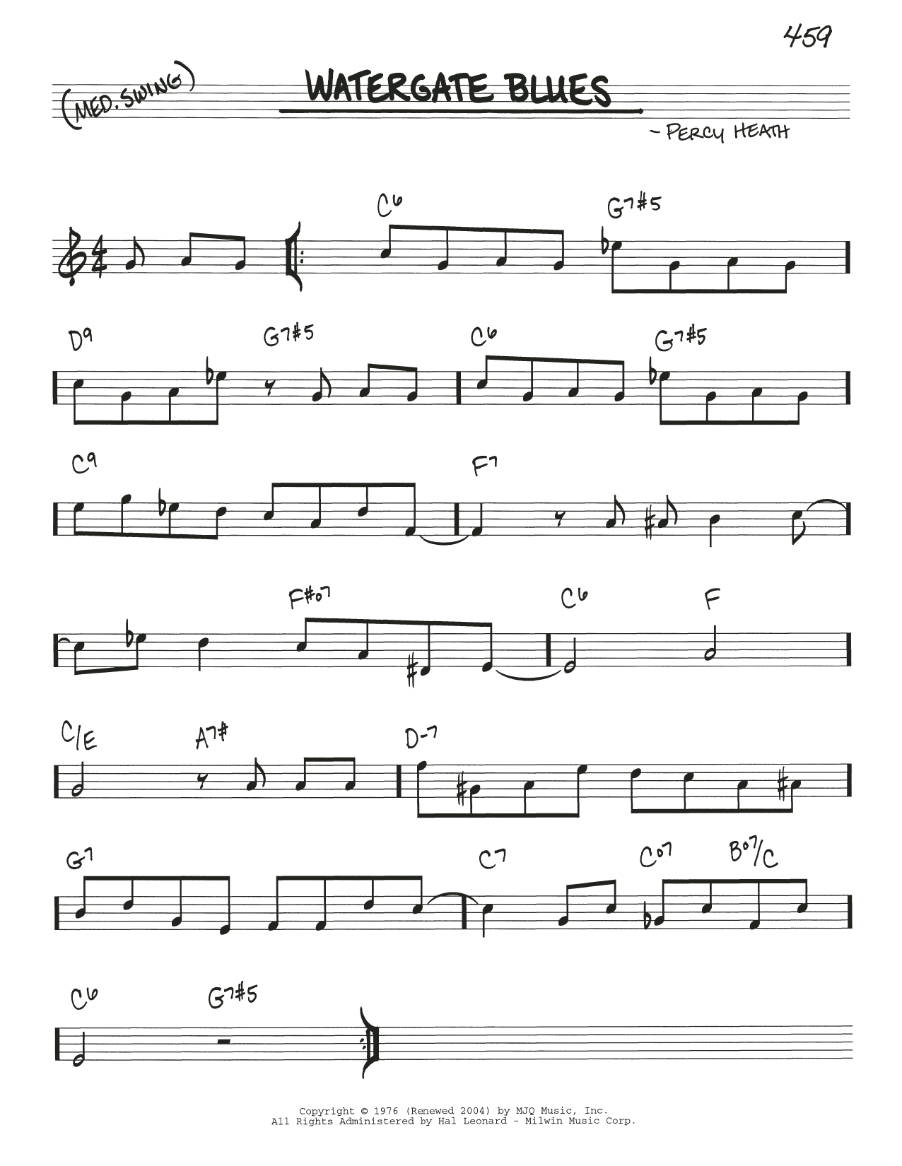 Percy Heath The Watergate Blues sheet music notes and chords arranged for Real Book – Melody & Chords