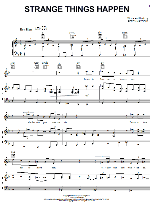 Percy Mayfield Strange Things Happen sheet music notes and chords arranged for Piano, Vocal & Guitar Chords (Right-Hand Melody)