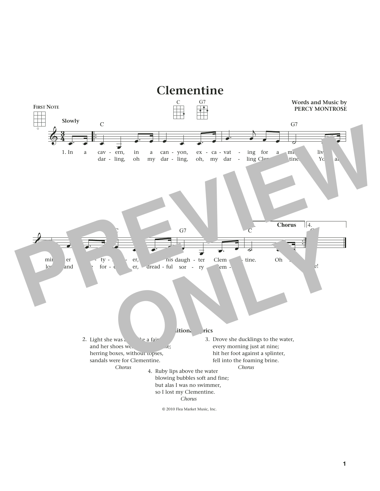 Percy Montrose (Oh, My Darling) Clementine (from The Daily Ukulele) (arr. Liz and Jim Beloff) sheet music notes and chords arranged for Ukulele