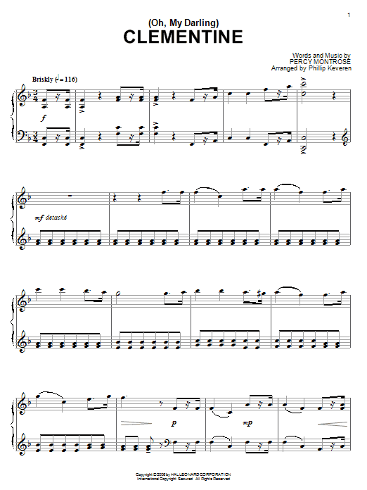 Percy Montrose (Oh, My Darling) Clementine sheet music notes and chords arranged for Guitar Chords/Lyrics