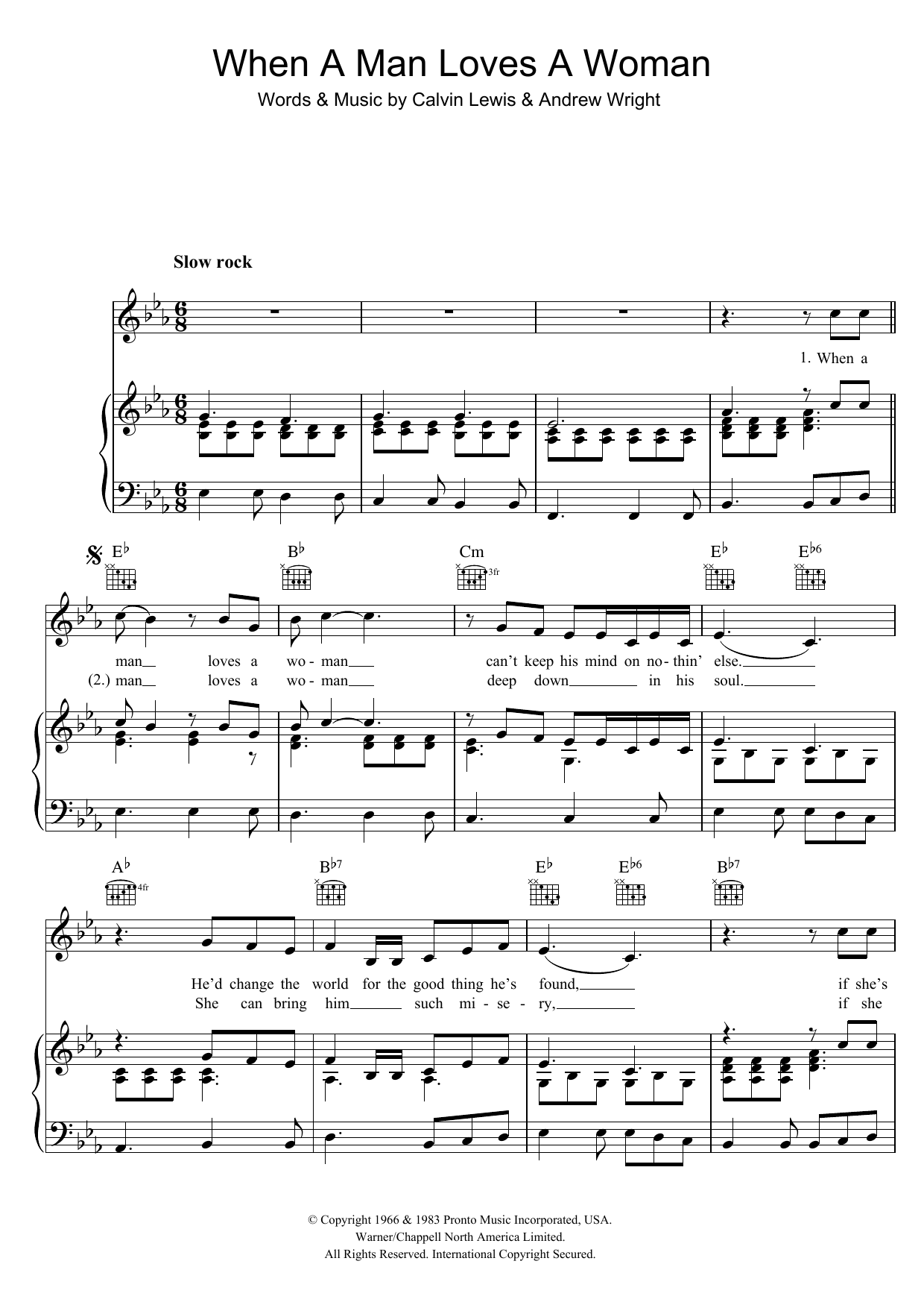 Percy Sledge When A Man Loves A Woman sheet music notes and chords arranged for Very Easy Piano