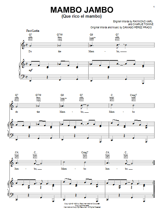 Perez Prado Mambo Jambo (Que Rico El Mambo) sheet music notes and chords arranged for Accordion