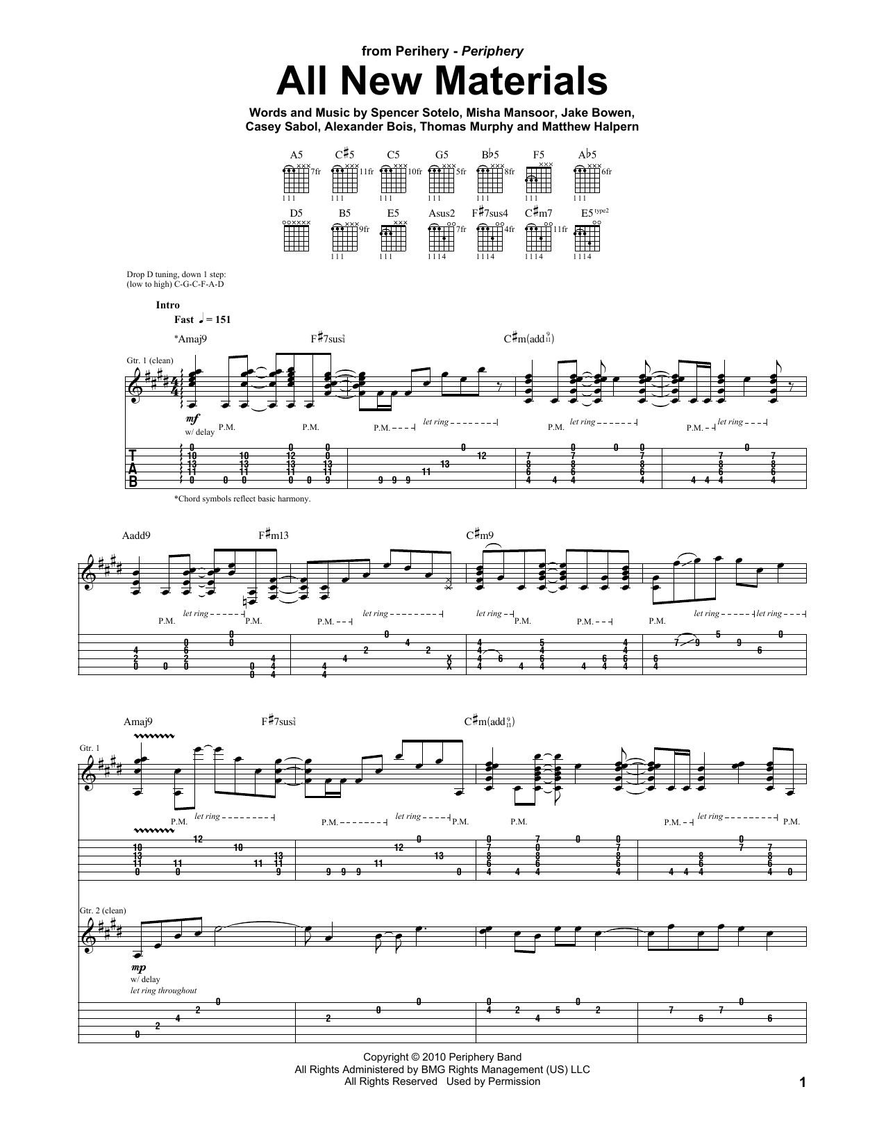 Periphery All New Materials sheet music notes and chords arranged for Guitar Tab