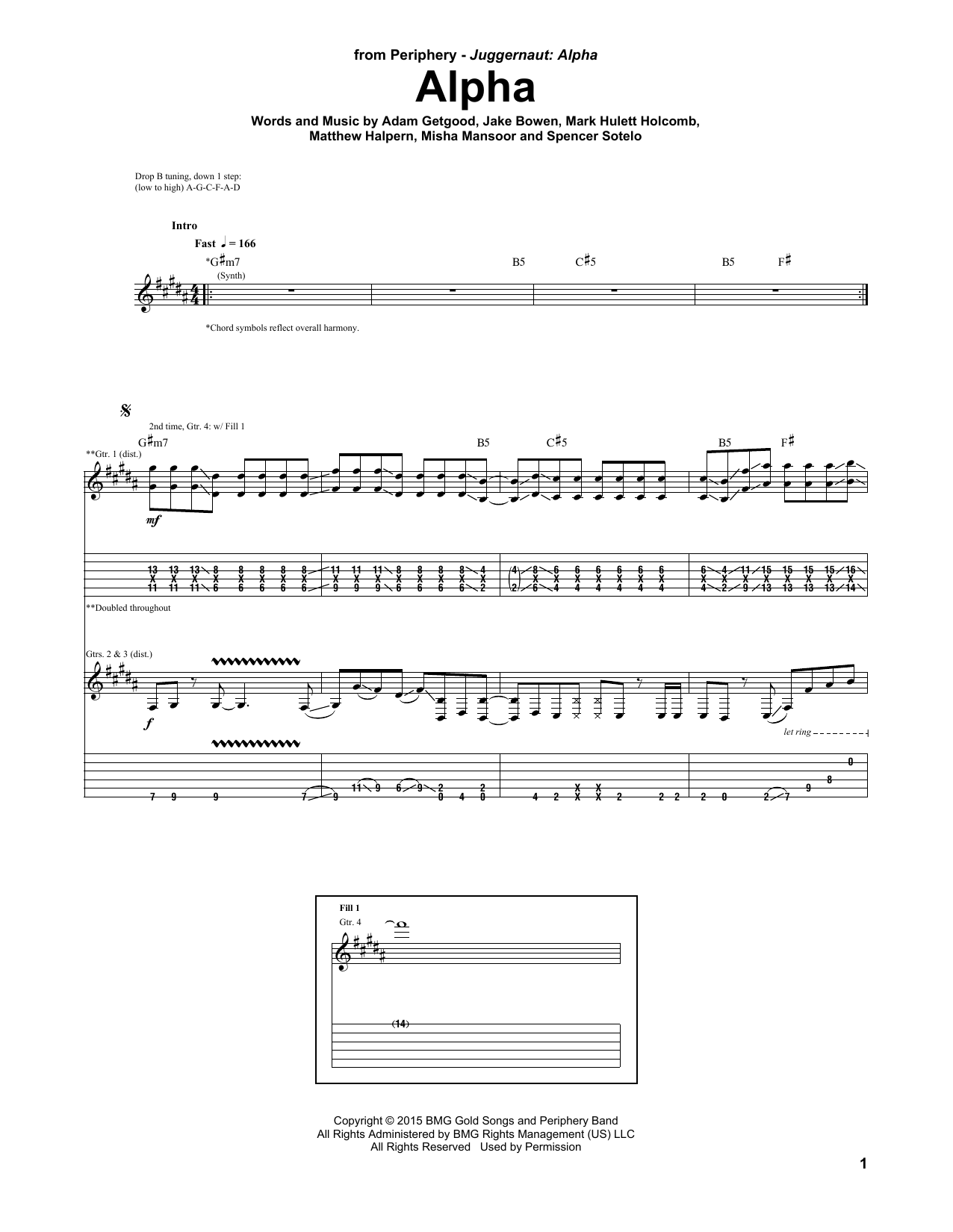 Periphery Alpha sheet music notes and chords arranged for Guitar Tab
