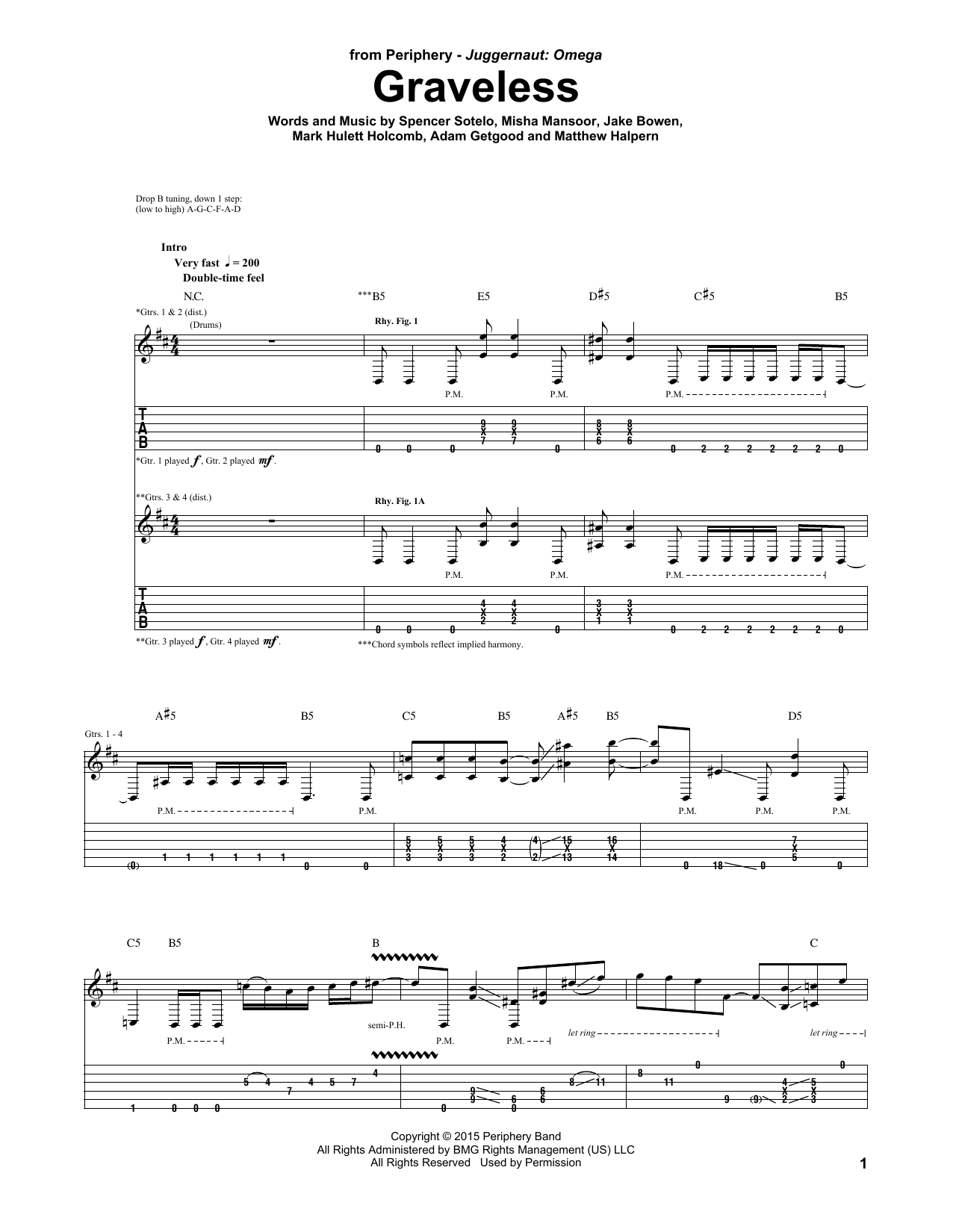 Periphery Graveless sheet music notes and chords arranged for Guitar Tab
