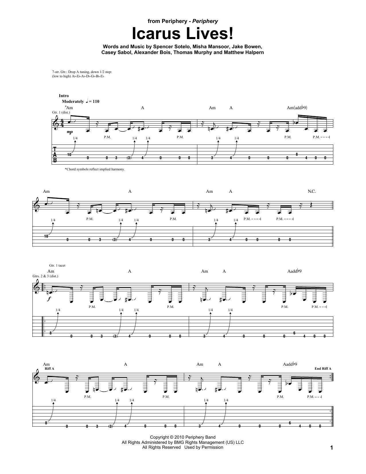 Periphery Icarus Lives! sheet music notes and chords arranged for Guitar Tab