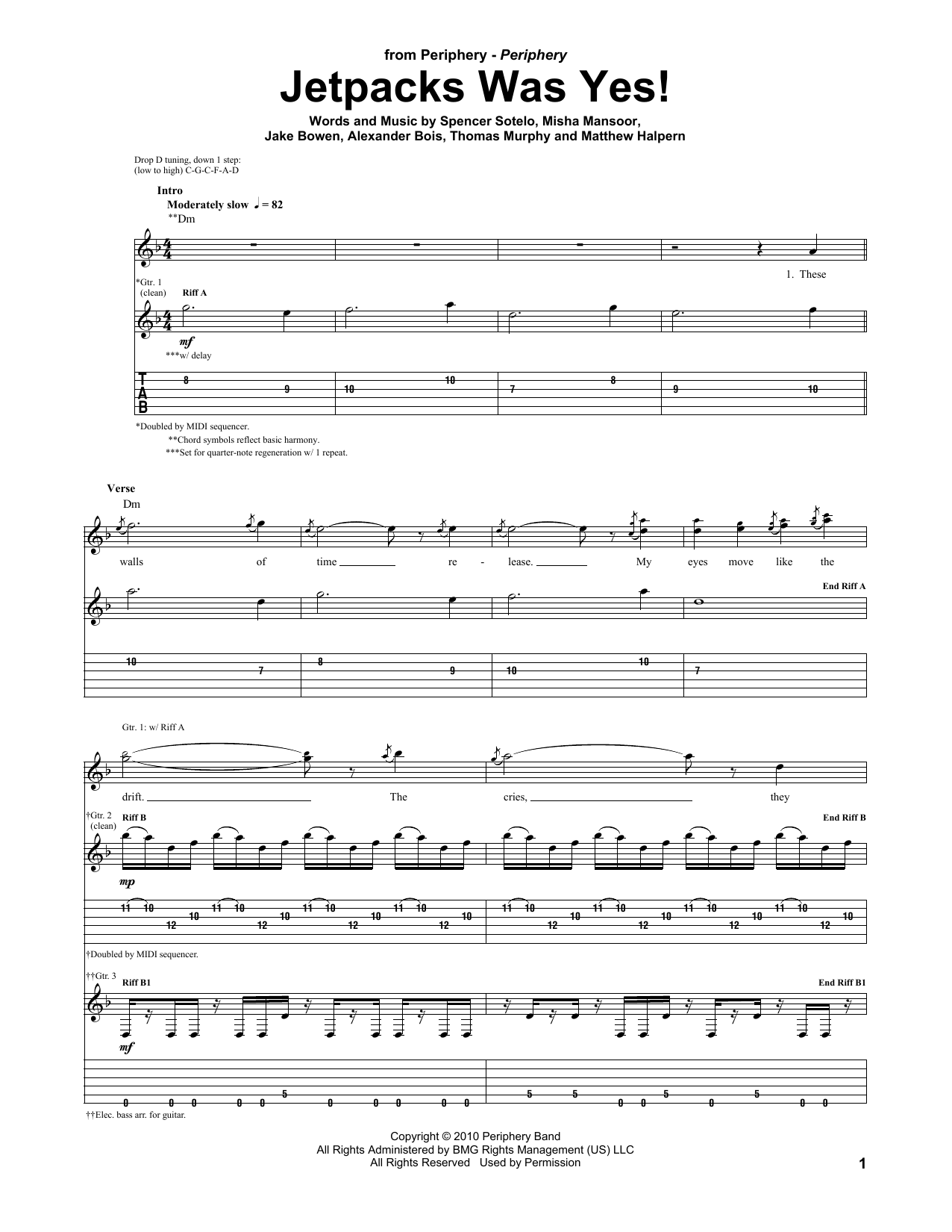 Periphery Jetpacks Was Yes! sheet music notes and chords arranged for Guitar Tab