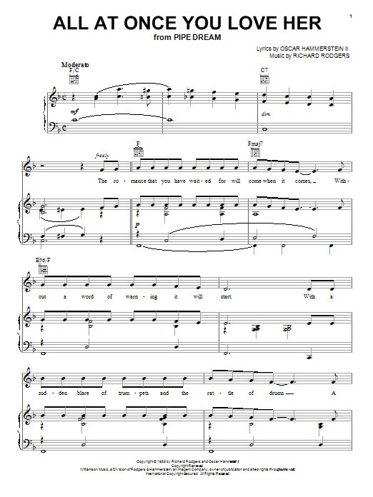 Perry Como All At Once You Love Her sheet music notes and chords arranged for Easy Piano