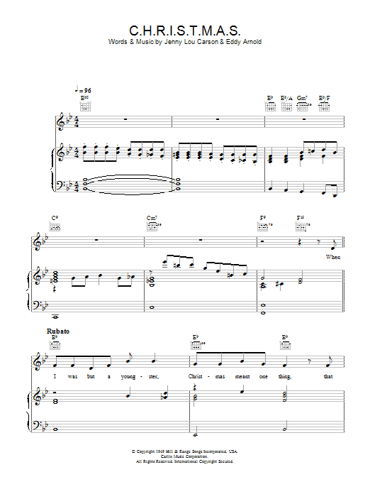 Perry Como C.H.R.I.S.T.M.A.S. sheet music notes and chords arranged for Piano, Vocal & Guitar Chords