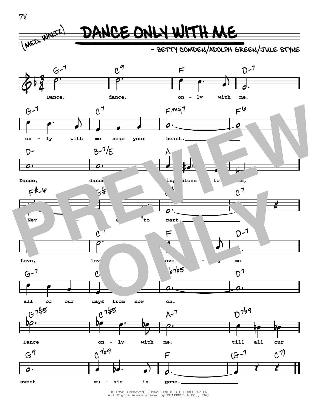 Perry Como Dance Only With Me (High Voice) sheet music notes and chords arranged for Real Book – Melody, Lyrics & Chords