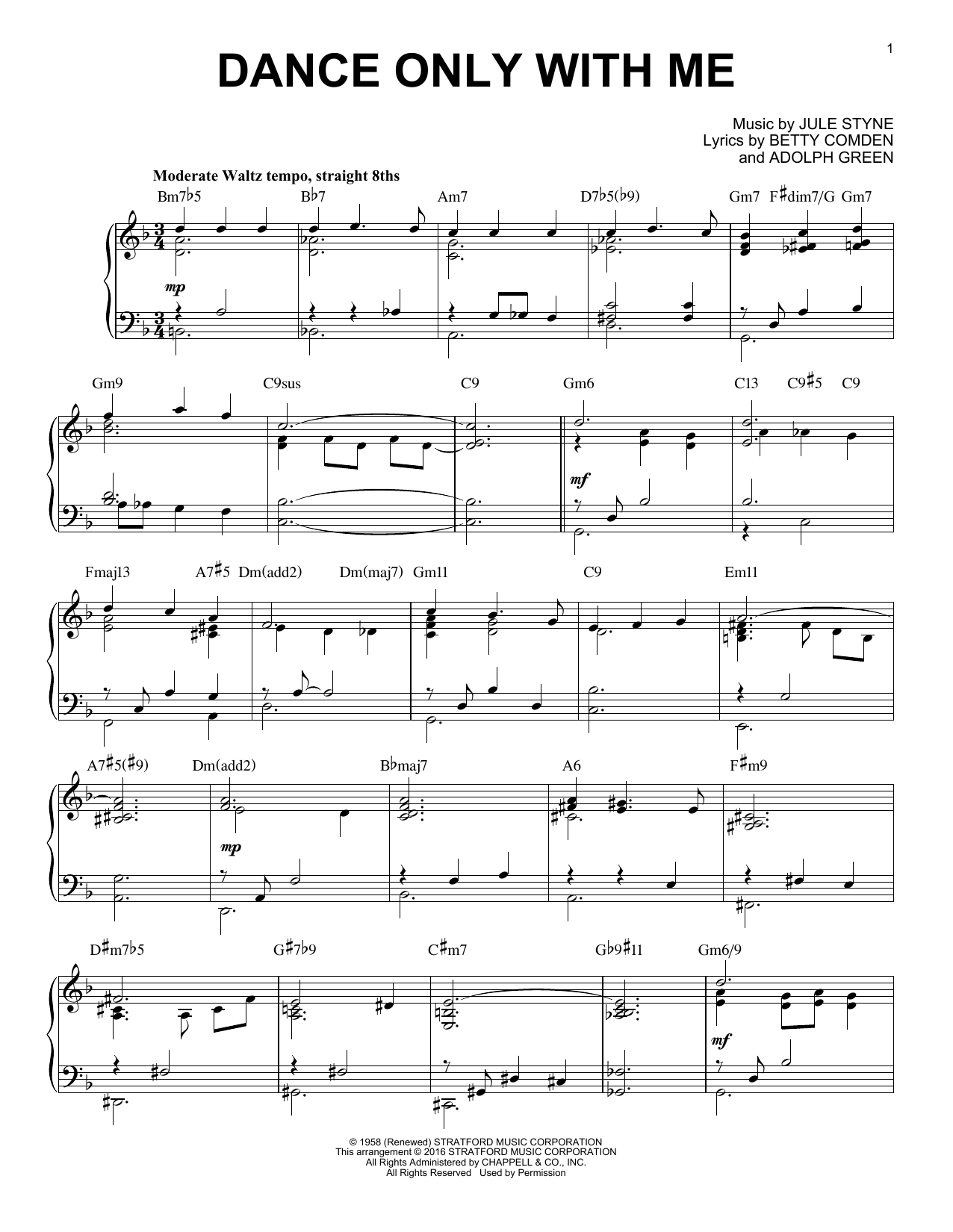 Perry Como Dance Only With Me [Jazz version] (arr. Brent Edstrom) sheet music notes and chords arranged for Piano Solo