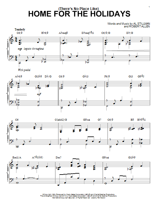 Perry Como (There's No Place Like) Home For The Holidays [Jazz version] (arr. Brent Edstrom) sheet music notes and chords arranged for Piano Solo
