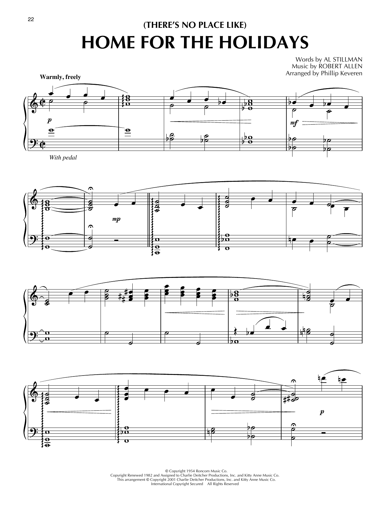 Perry Como (There's No Place Like) Home For The Holidays [Jazz version] (arr. Phillip Keveren) sheet music notes and chords arranged for Piano Solo