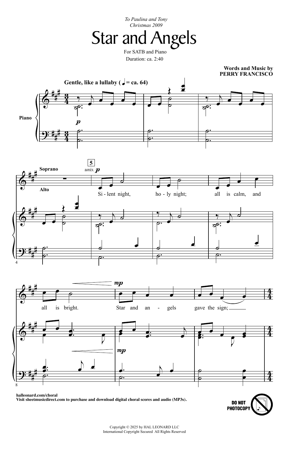 Perry Francisco Star And Angels sheet music notes and chords arranged for SATB Choir