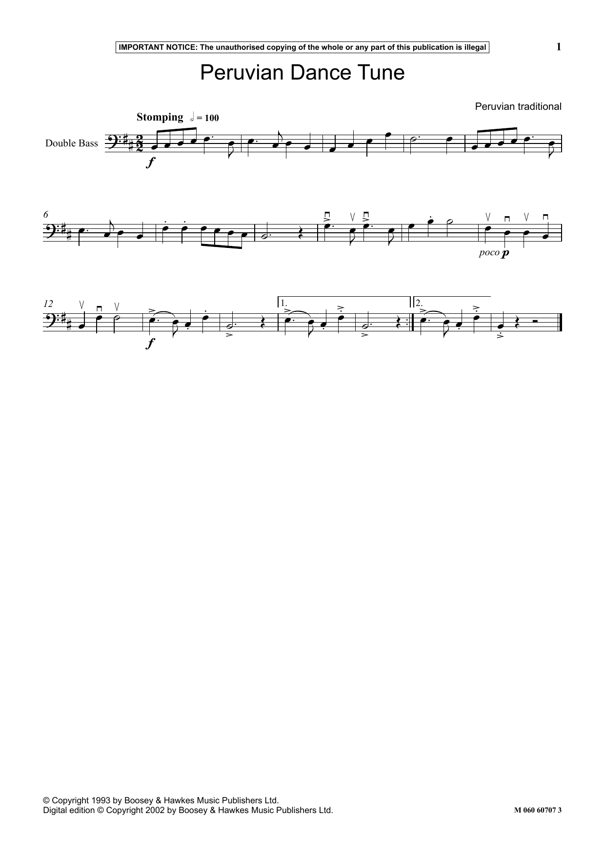 Peruvian Traditional Peruvian Dance Tune sheet music notes and chords arranged for Instrumental Solo