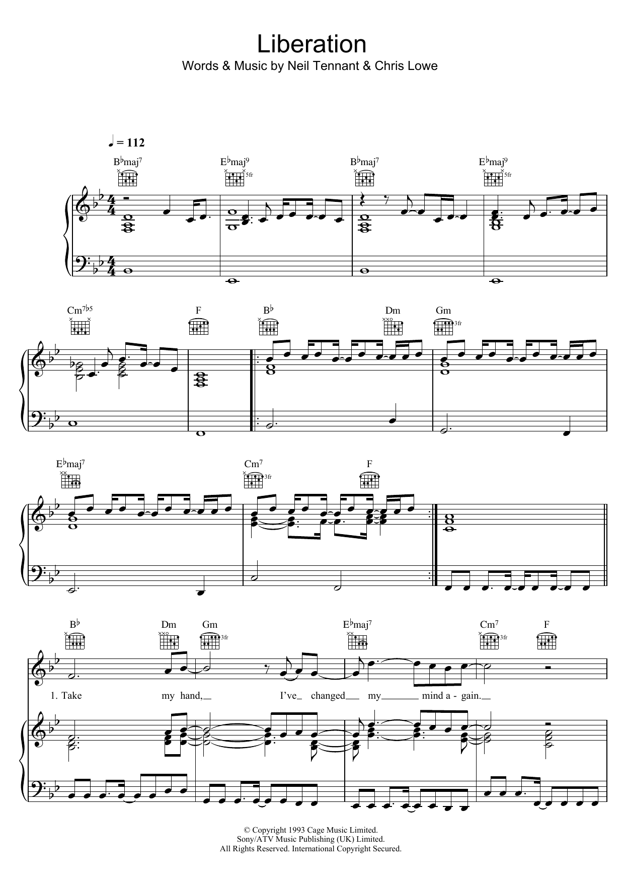 Pet Shop Boys Liberation sheet music notes and chords arranged for Piano, Vocal & Guitar Chords