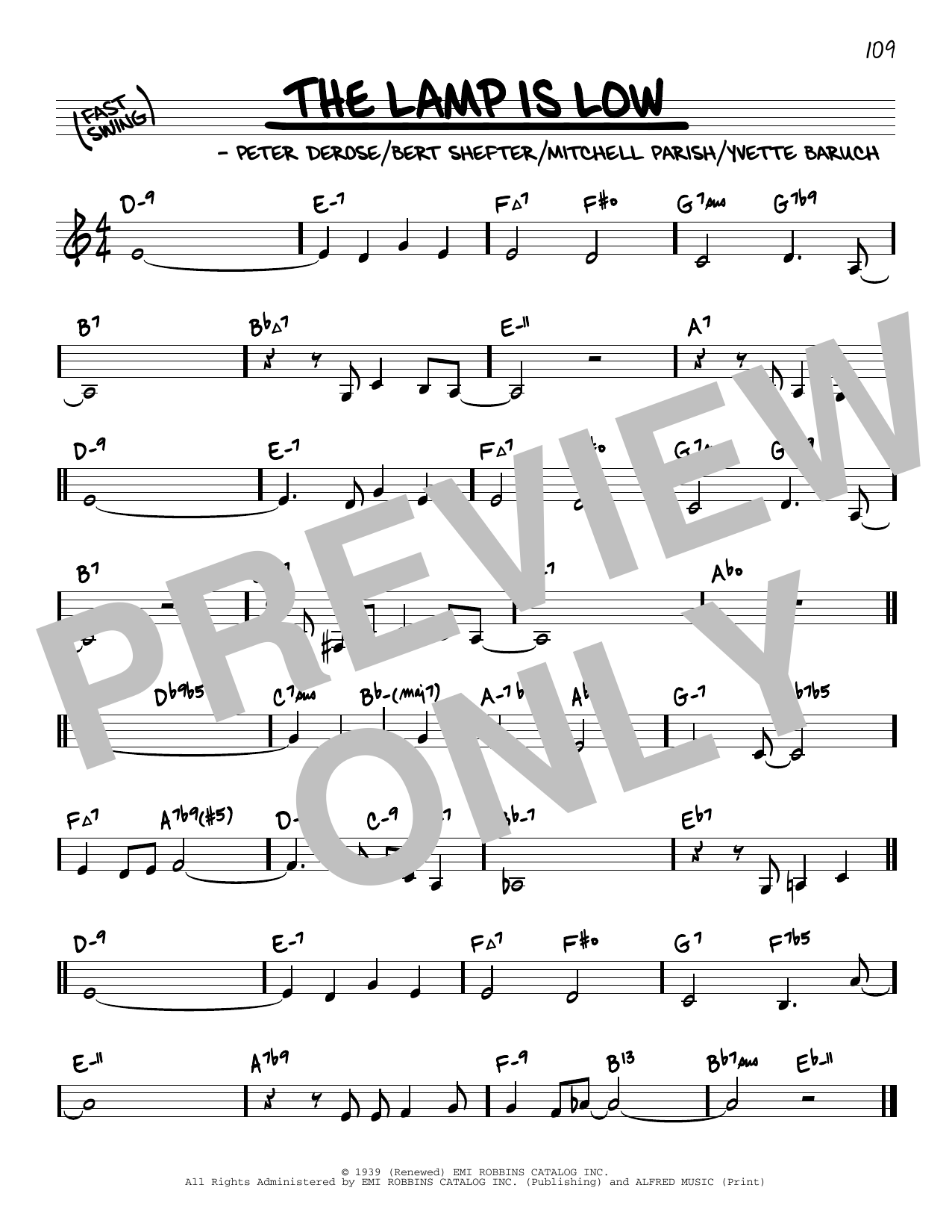 Pete DeRose The Lamp Is Low (arr. David Hazeltine) sheet music notes and chords arranged for Real Book – Enhanced Chords