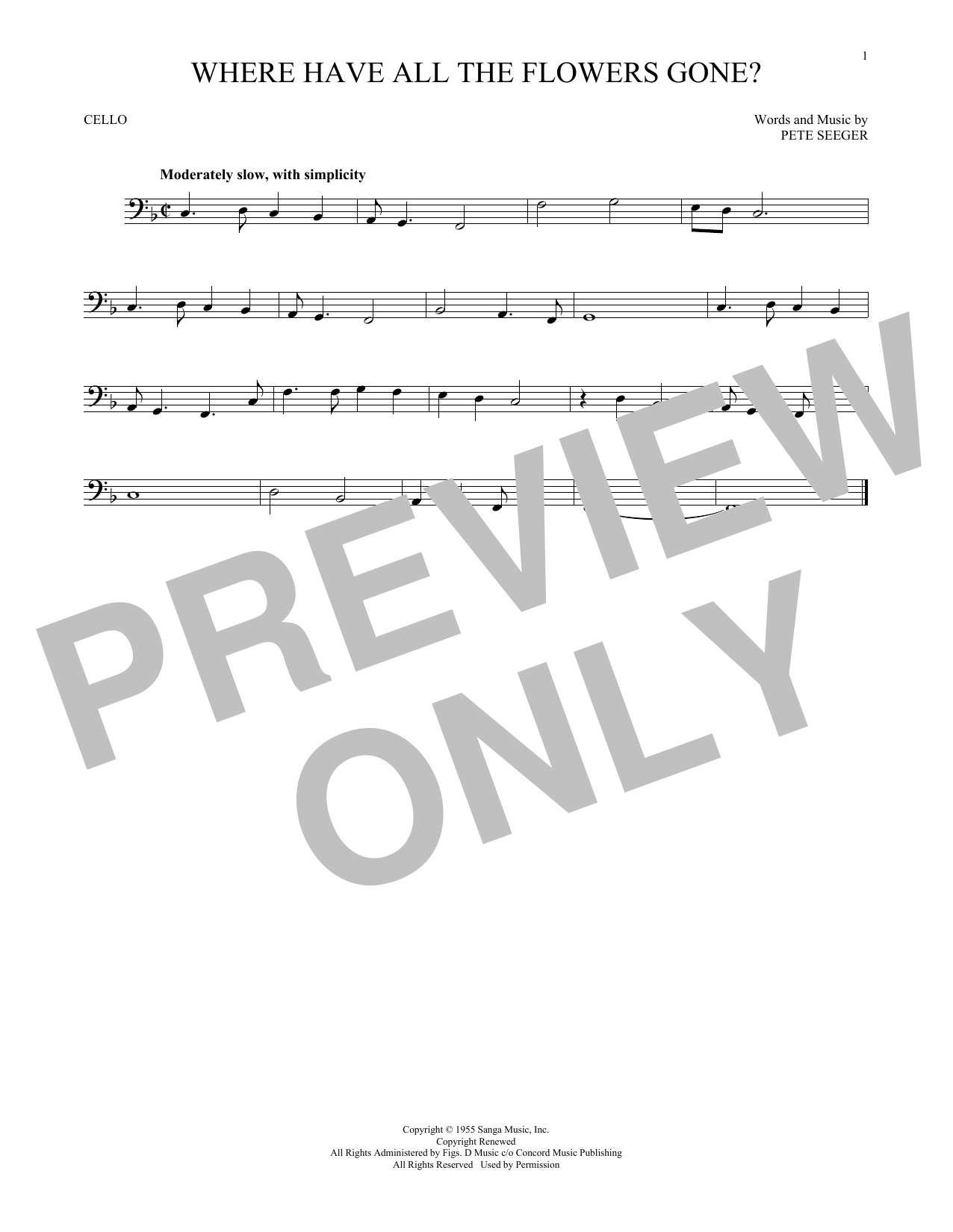 Pete Seeger Where Have All The Flowers Gone? sheet music notes and chords arranged for Tenor Sax Solo