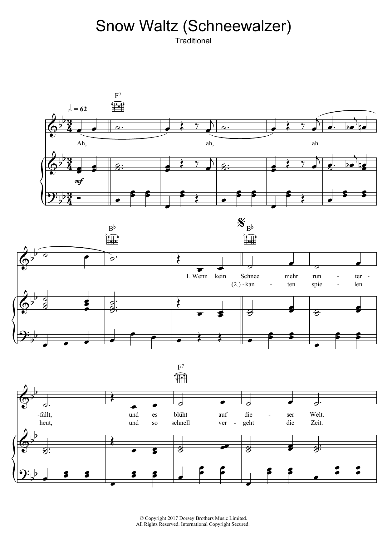 Peter Alexander Snow Waltz (Schneewalzer) sheet music notes and chords arranged for Piano, Vocal & Guitar Chords