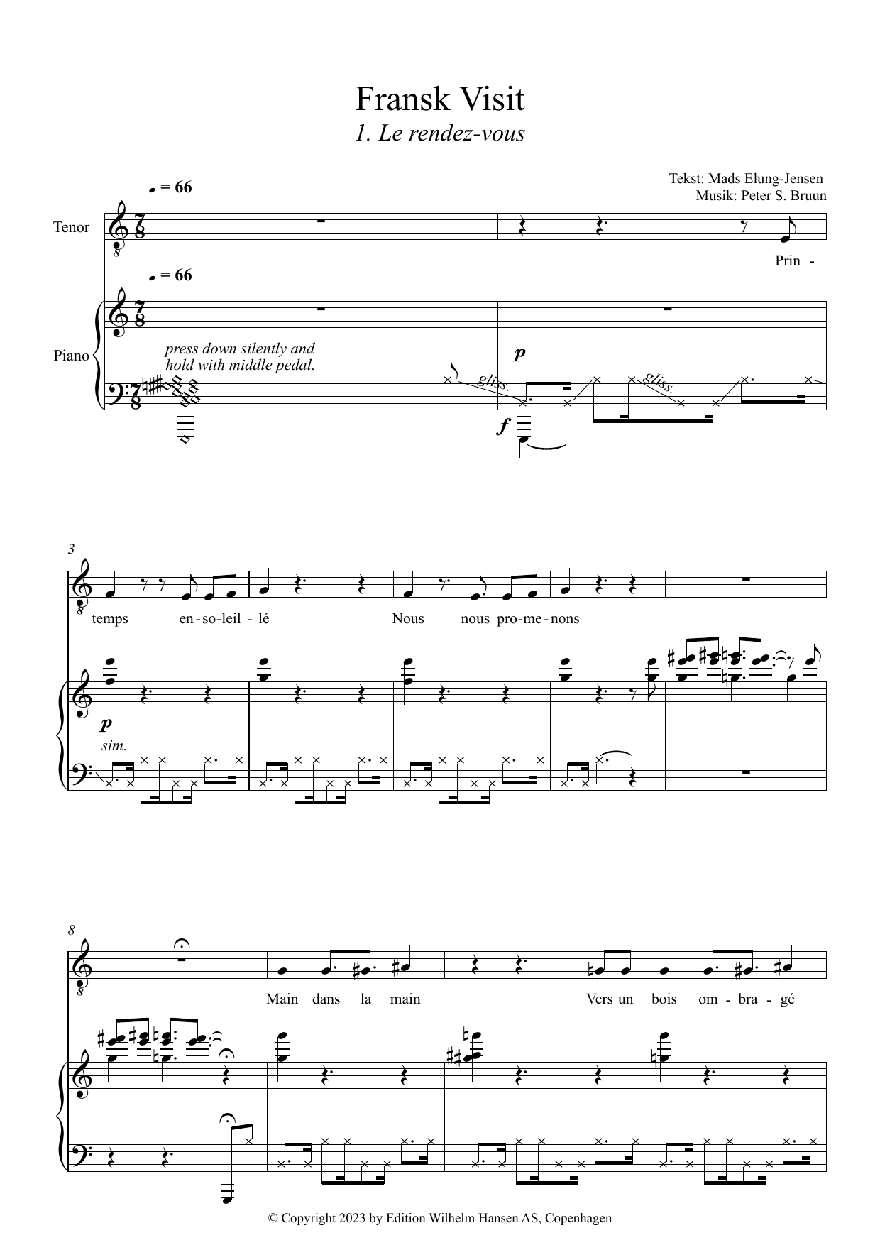 Peter Bruun Fransk Visit sheet music notes and chords arranged for Piano & Vocal