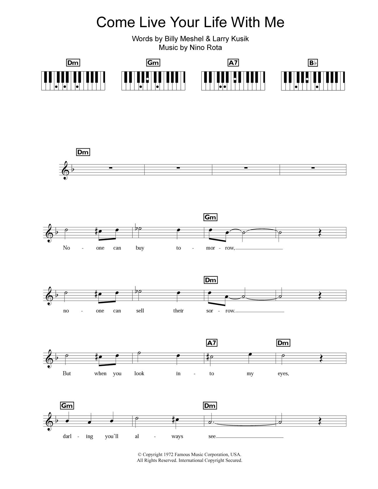 Peter Cincotti Come Live Your Life With Me sheet music notes and chords arranged for Piano Chords/Lyrics