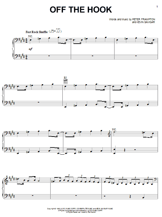 Peter Frampton Off The Hook sheet music notes and chords arranged for Piano, Vocal & Guitar Chords (Right-Hand Melody)