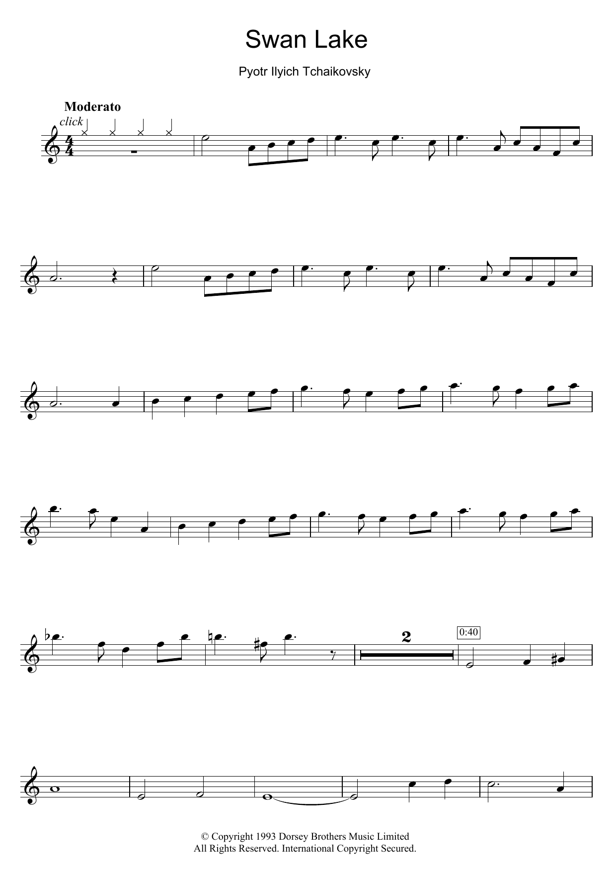 Pyotr Il'yich Tchaikovsky Swan Lake sheet music notes and chords arranged for Woodwind Solo