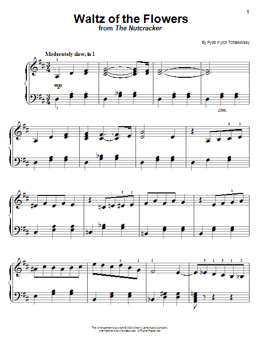 Pyotr Il'yich Tchaikovsky Waltz Of The Flowers (from The Nutcracker Suite) sheet music notes and chords arranged for Piano Solo