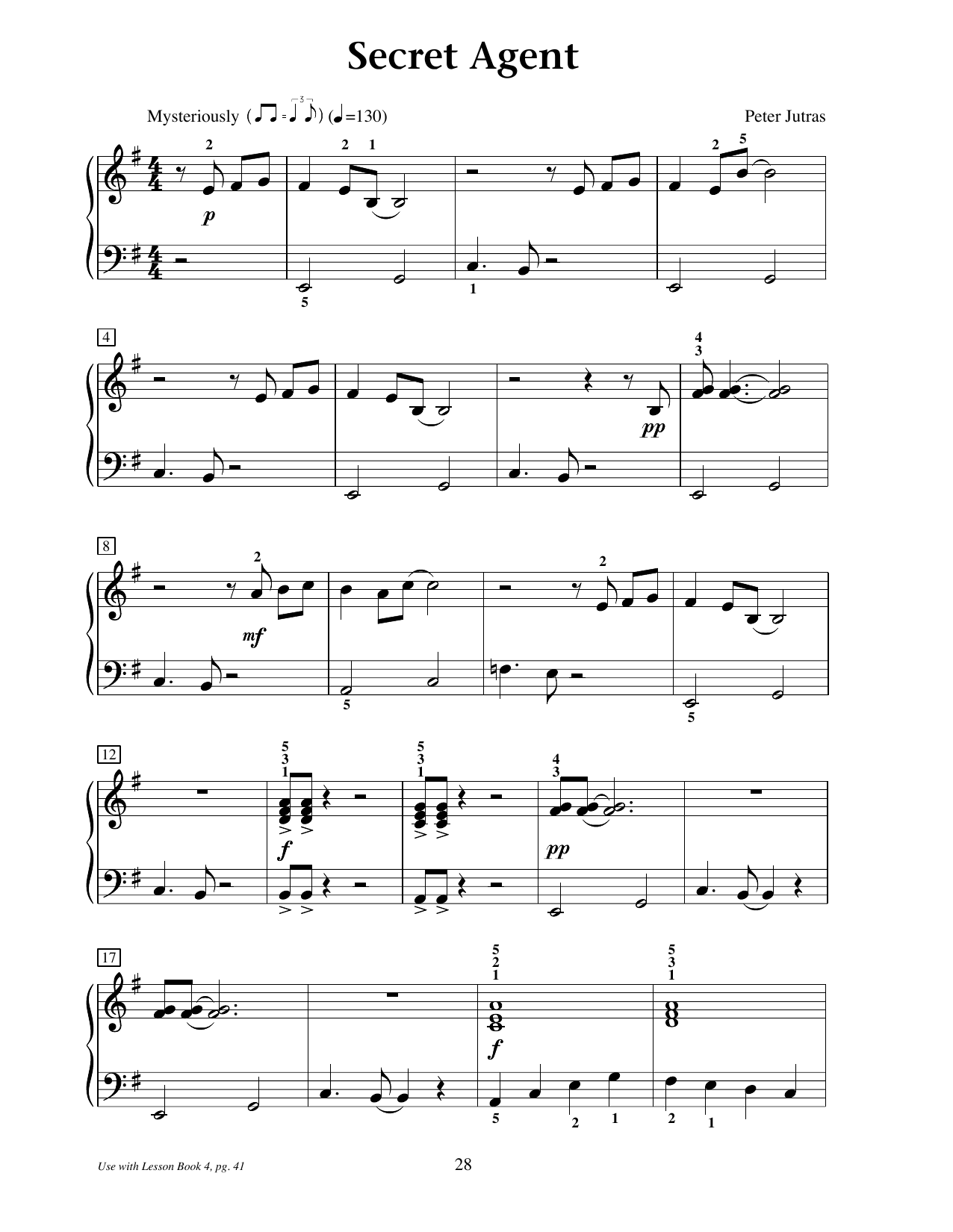 Peter Jutras Secret Agent sheet music notes and chords arranged for Educational Piano