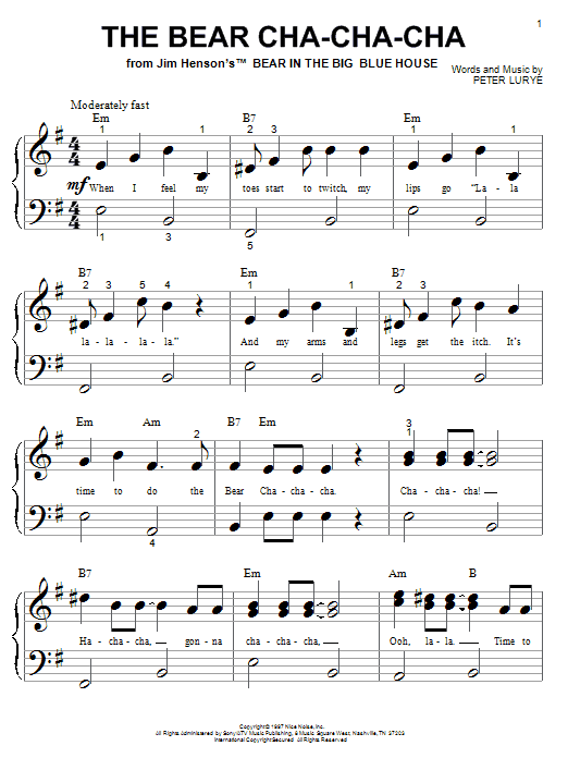 Peter Lurye The Bear Cha-Cha-Cha sheet music notes and chords arranged for Piano, Vocal & Guitar Chords (Right-Hand Melody)