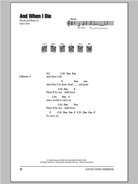 Peter, Paul & Mary And When I Die sheet music notes and chords arranged for Lead Sheet / Fake Book