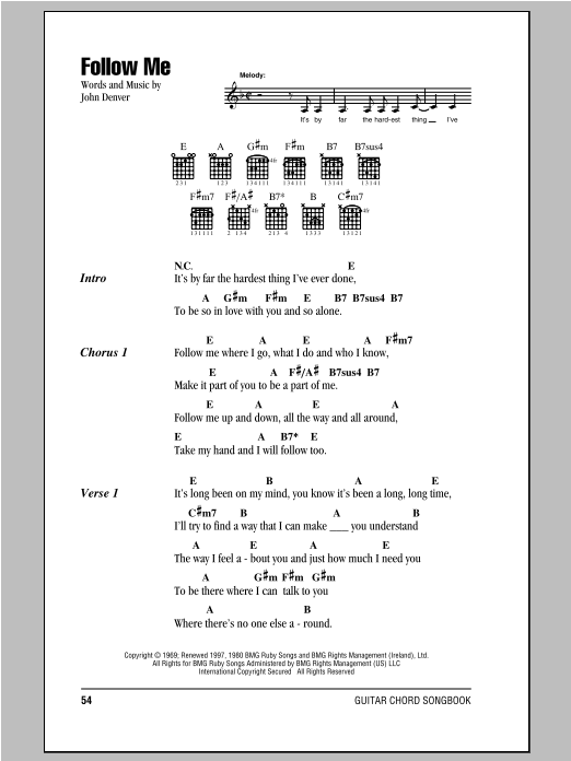 Peter, Paul & Mary Follow Me sheet music notes and chords arranged for Vocal Duet