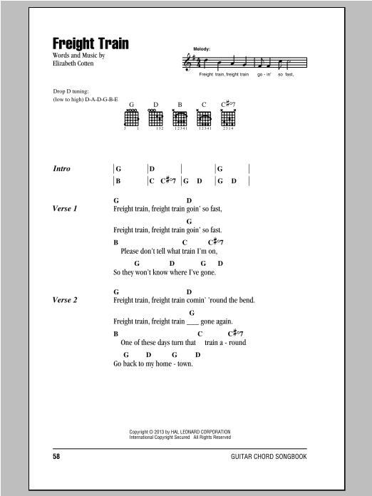 Peter, Paul & Mary Freight Train sheet music notes and chords arranged for Guitar Chords/Lyrics