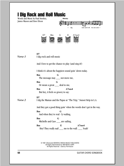 Peter, Paul & Mary I Dig Rock And Roll Music sheet music notes and chords arranged for Guitar Chords/Lyrics