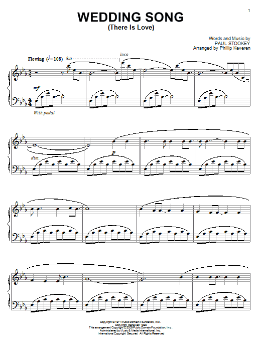 Peter, Paul & Mary Wedding Song (There Is Love) (arr. Phillip Keveren) sheet music notes and chords arranged for Piano Solo
